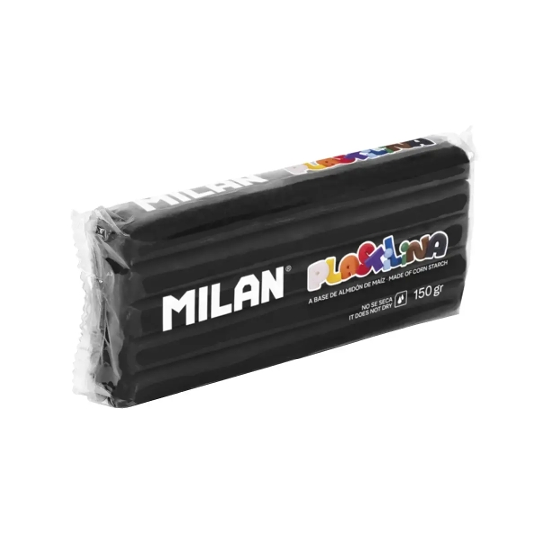 Milan Barra de Plastilina de 150gr - Base de Almidon de Maiz - Sin Gluten - Mezclables - Color Negro 1