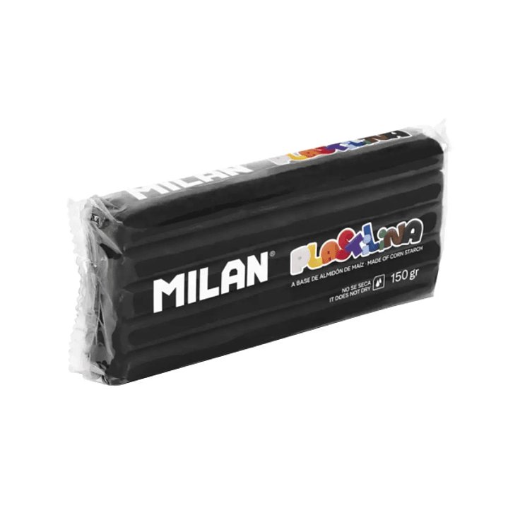 Milan Barra de Plastilina de 150gr - Base de Almidon de Maiz - Sin Gluten - Mezclables - Color Negro 1