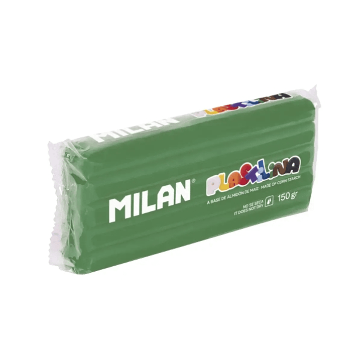 Milan Barra de Plastilina de 150gr - Base de Almidon de Maiz - Sin Gluten - Mezclables - Color Verde 1
