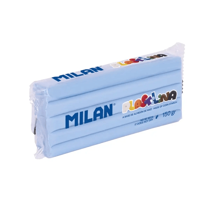 Milan Barra de Plastilina de 150gr - Base de Almidon de Maiz - Sin Gluten - Mezclables - Color Azul Claro 1