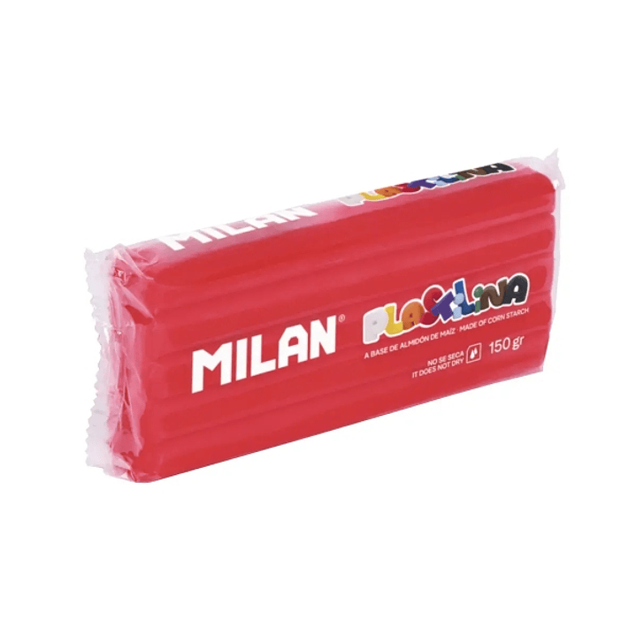 Milan Barra de Plastilina de 150gr - Base de Almidon de Maiz - Sin Gluten - Mezclables - Color Rojo 1