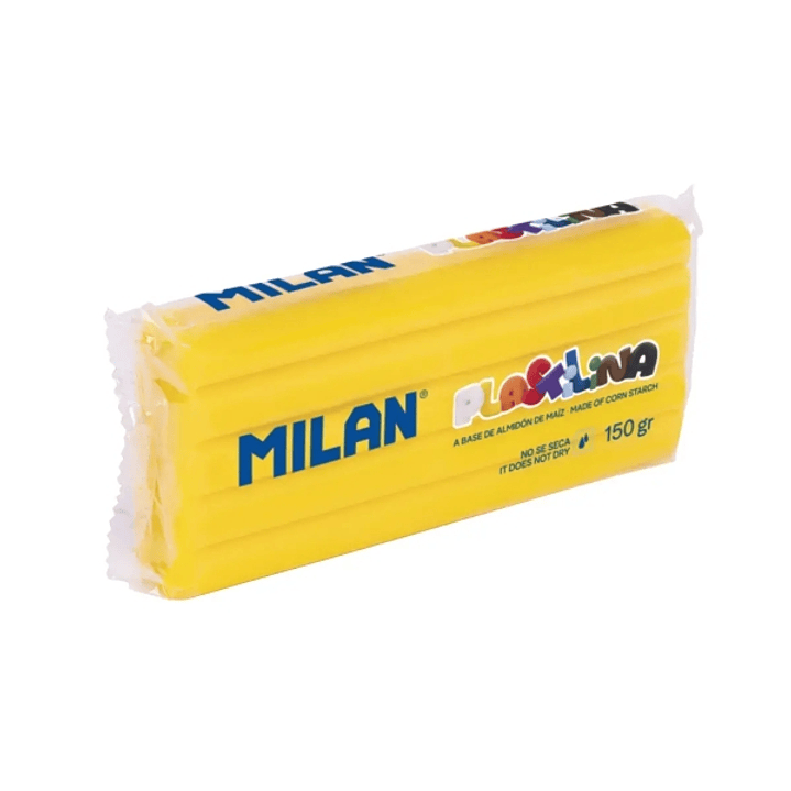 Milan Barra de Plastilina de 150gr - Base de Almidon de Maiz - Sin Gluten - Mezclables - Color Amarillo 1