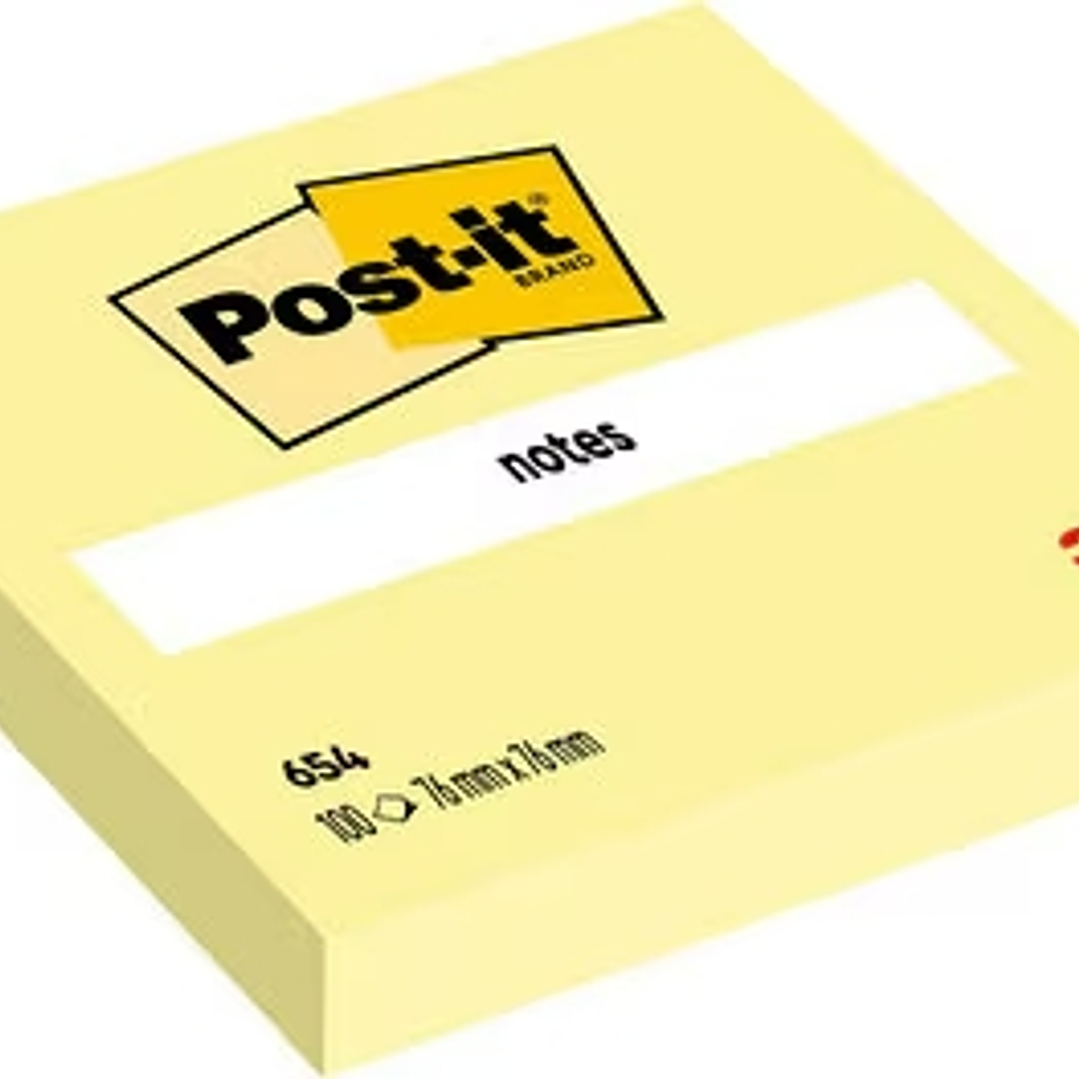 Post-it Bloc de 100 Notas Adhesivas Removibles Canary Yellow 76x76mm - Papel con Certificacion PEFC - 7100103157 - Color Amarillo Claro 1