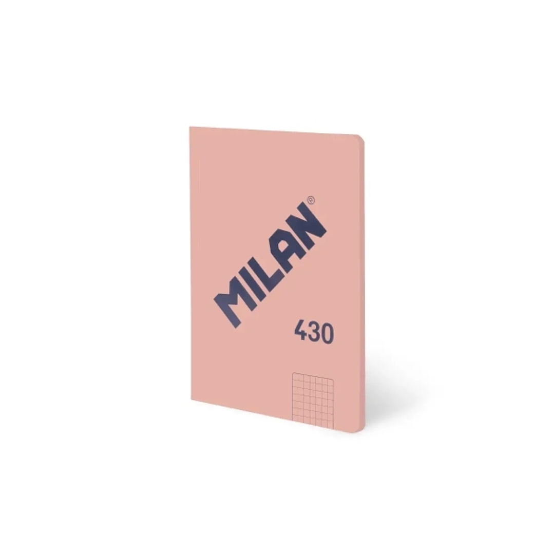 Milan 430 Libreta Encolada Formato A5 Cuadricula 5x5 - 48 Hojas de 95 gr/m2 - Microperforado - Tapa Blanda - Color Rosa 1