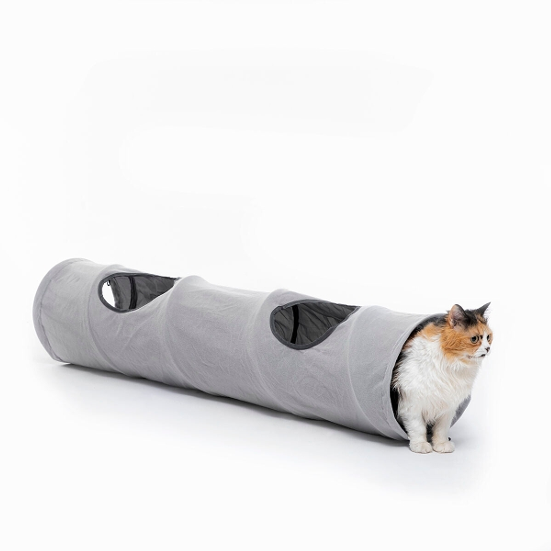Innovagoods Funnyl Tunel Portatil para Mascotas - Plegable - Resistente al Agua - Multifuncional - 25x114cm - Color Gris 1