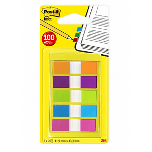 Post-It Index Tira con 12 Packs de 5 Dispensadores con 20 Marcadores Reposicionables - Colores Surtidos
