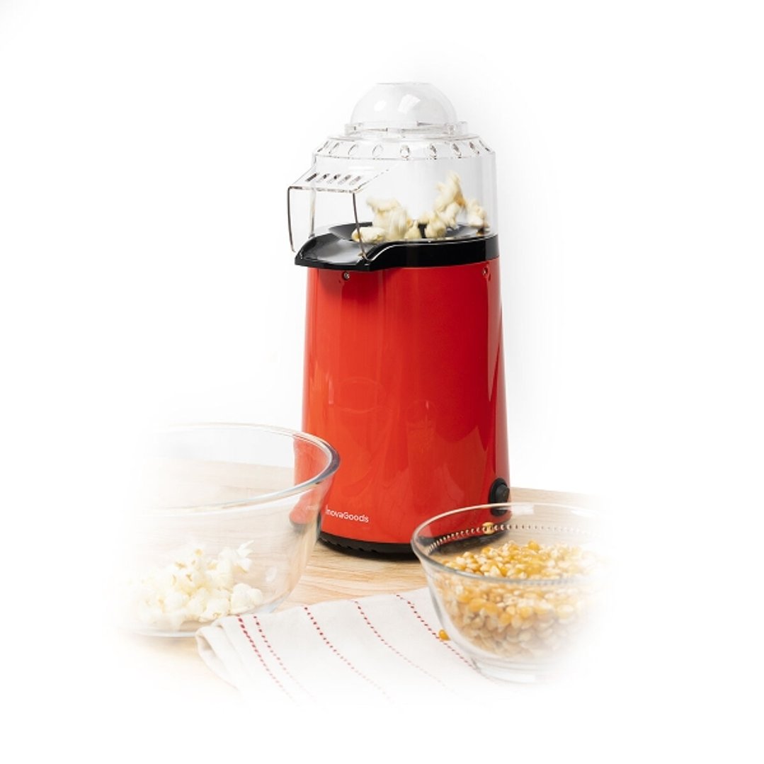 Innovagoods Popmar Palomitera de Aire Caliente - Potencia 1200W - Cocina sin Aceite - Tapa Medidora - Seguridad Termica - Color Rojo, Negro y Transpar 1