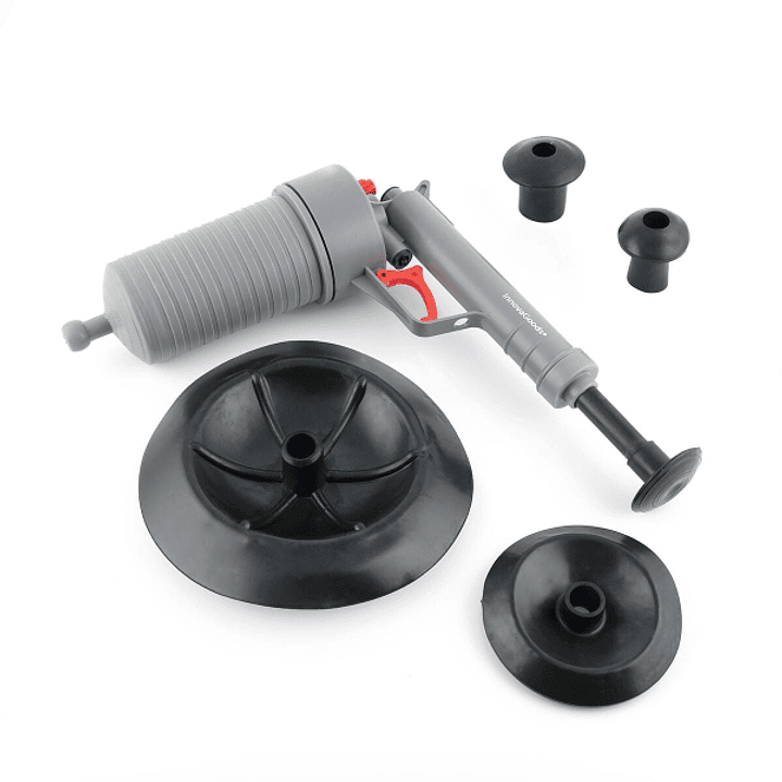 Innovagoods KlinGun Pistola Desatascadora Universal de Aire Comprimido - Incluye 4 Adaptadores - Material Resistente - Uso Ecologico - Facil de Usar - 1