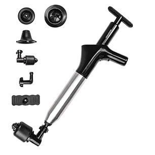 Innovagoods Jetpro Desatascador de Aire Comprimido 5 en 1 con Accesorios - Alta Presion - Acero Inoxidable - Manometro Incluido - Presion Ajustable - 