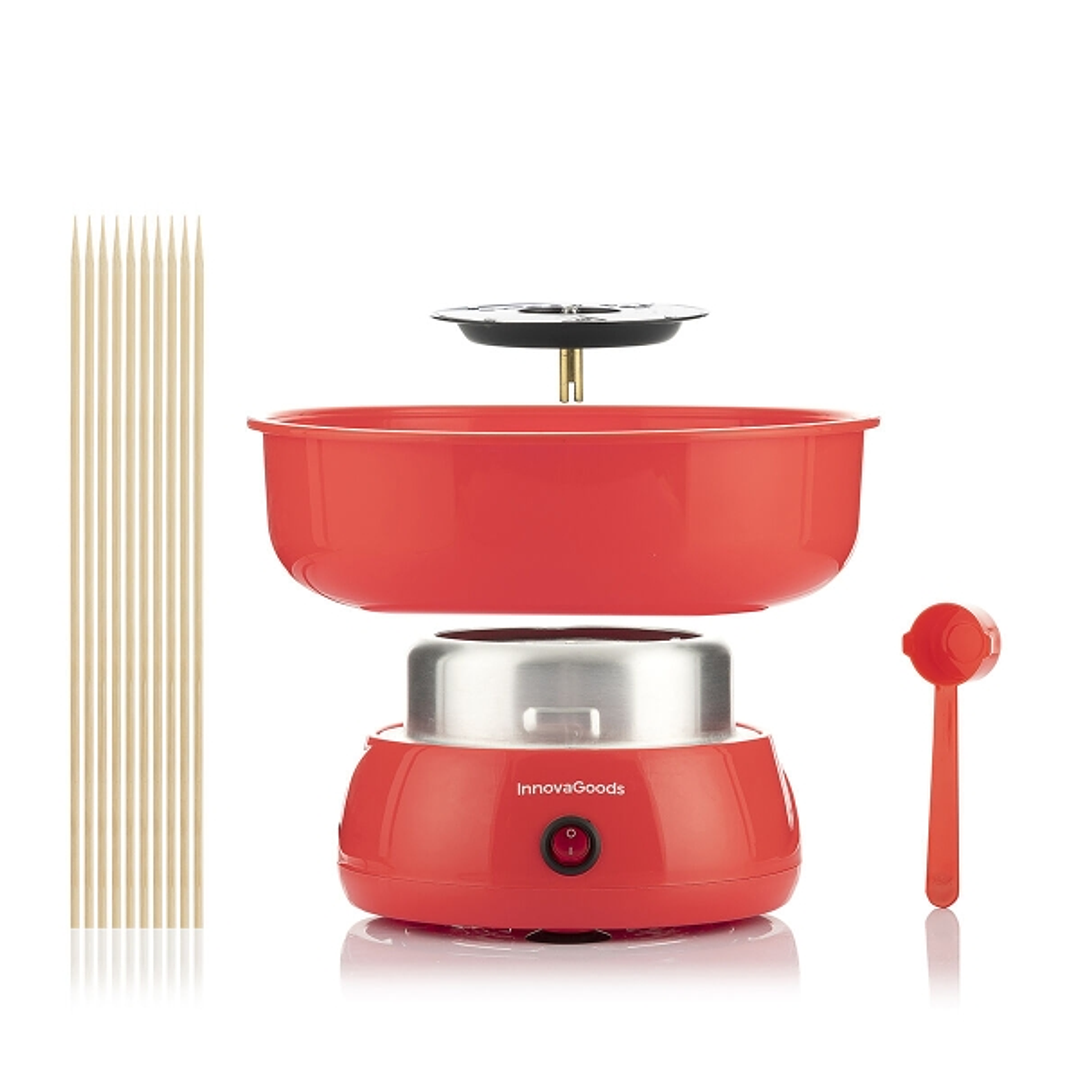 Innovagoods Cantty Maquina de Algodon de Azucar - Potencia 450W - Facil de Limpiar - Incluye Palos y Cuchara - Ideal para Fiestas - Color Rojo 1