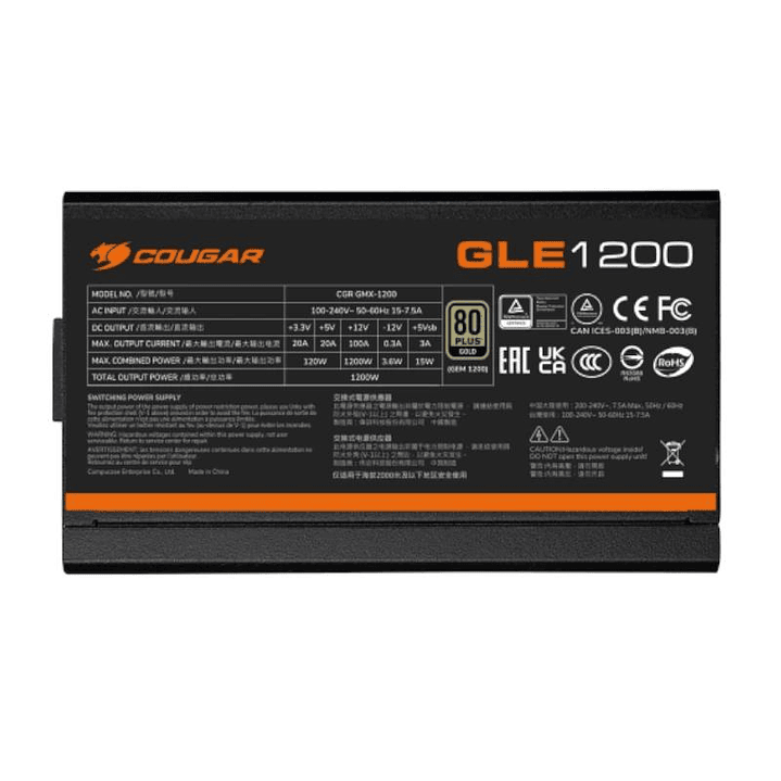 Cougar Fuente Alimentación GLE 1000w 80 Plus Gold 3