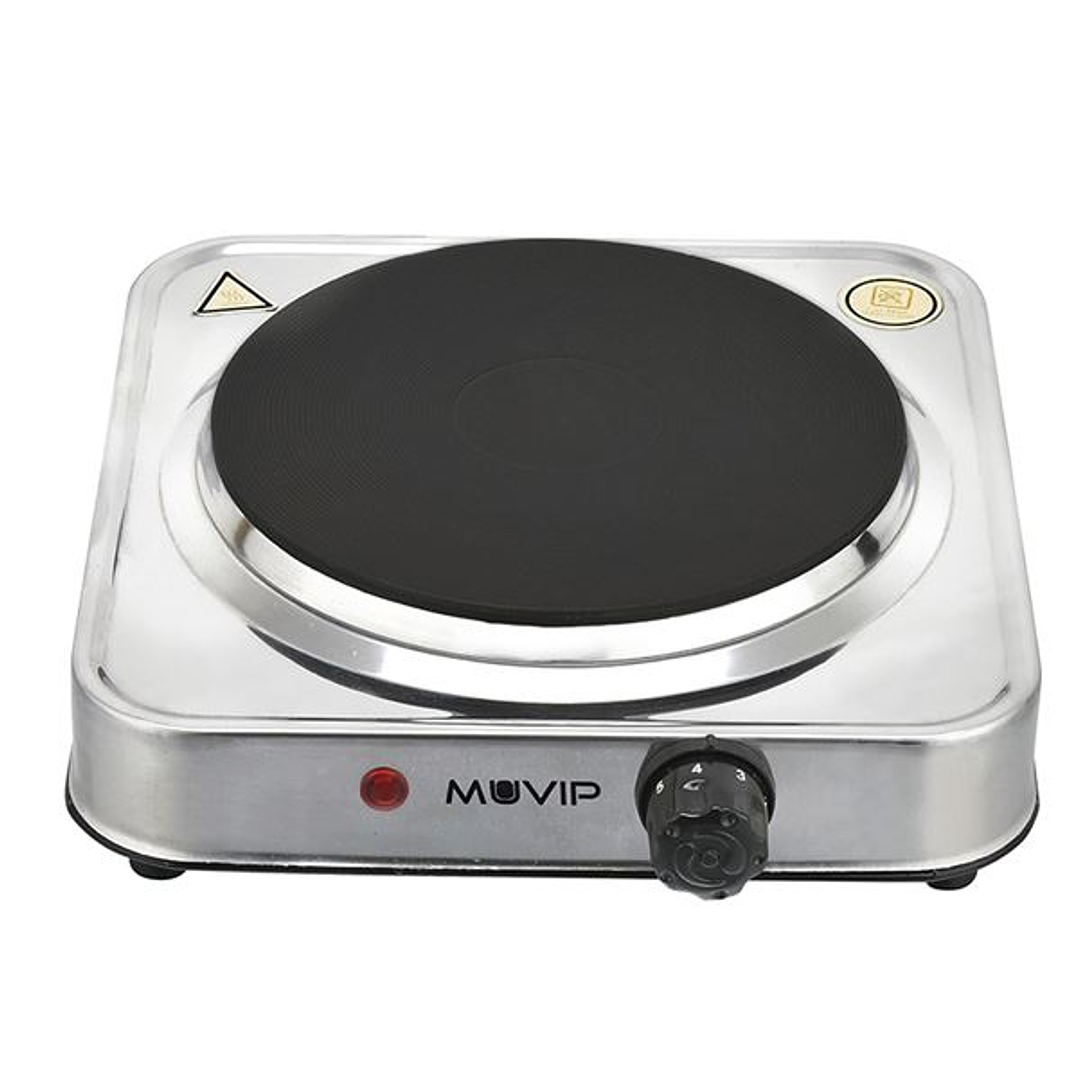 Muvip MV0644 Cocina Electrica de 1 Placa 1500W - Acero Inoxidable - 5 Niveles de Potencia - Termostato con Sistema de Seguridad 1