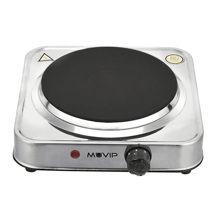 Muvip MV0644 Cocina Electrica de 1 Placa 1500W - Acero Inoxidable - 5 Niveles de Potencia - Termostato con Sistema de Seguridad 1