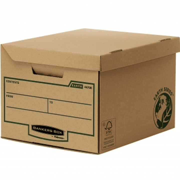 Fellowes Bankers Box Earth Series Maxi Contenedor de Archivos Automontable - Tapa Fija - Admite hasta 6 Caja de Archivo Definitivo 80mm - Carton Recic 1