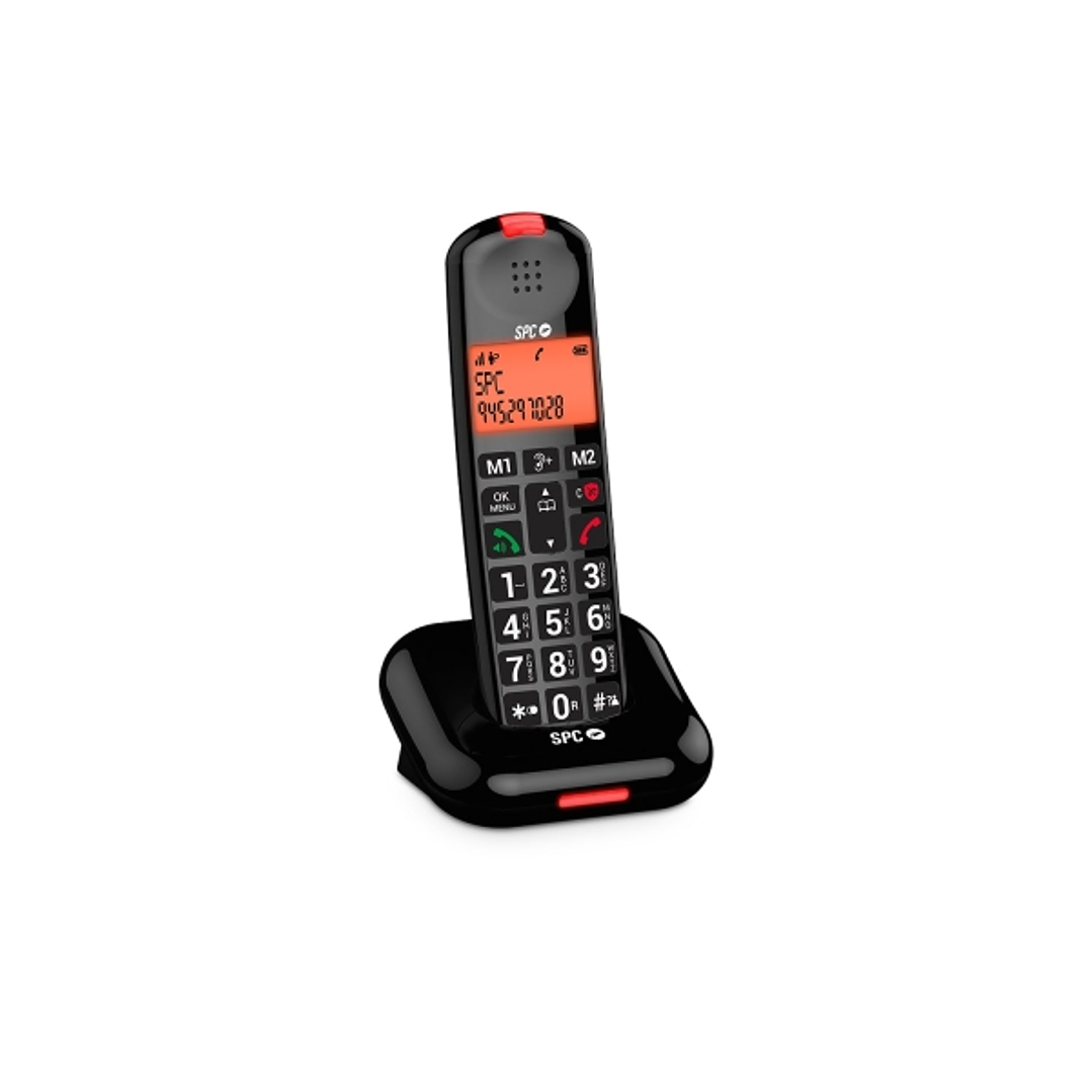 SPC Comfort Kairo Telefono Fijo Inalambrico DECT - Pantalla Iluminada - 5 Funciones Antispam - Teclas Grandes XL - Manos Libres - Color Negro 1