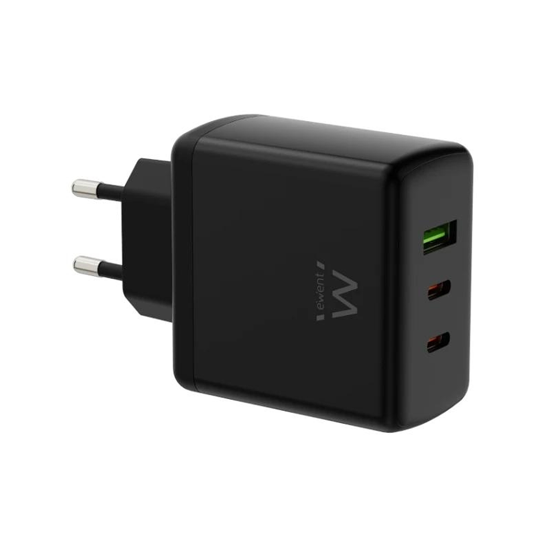 EWENT Cargador Gan Fast 65W 2 USB-C PD-1USB-A QC 1