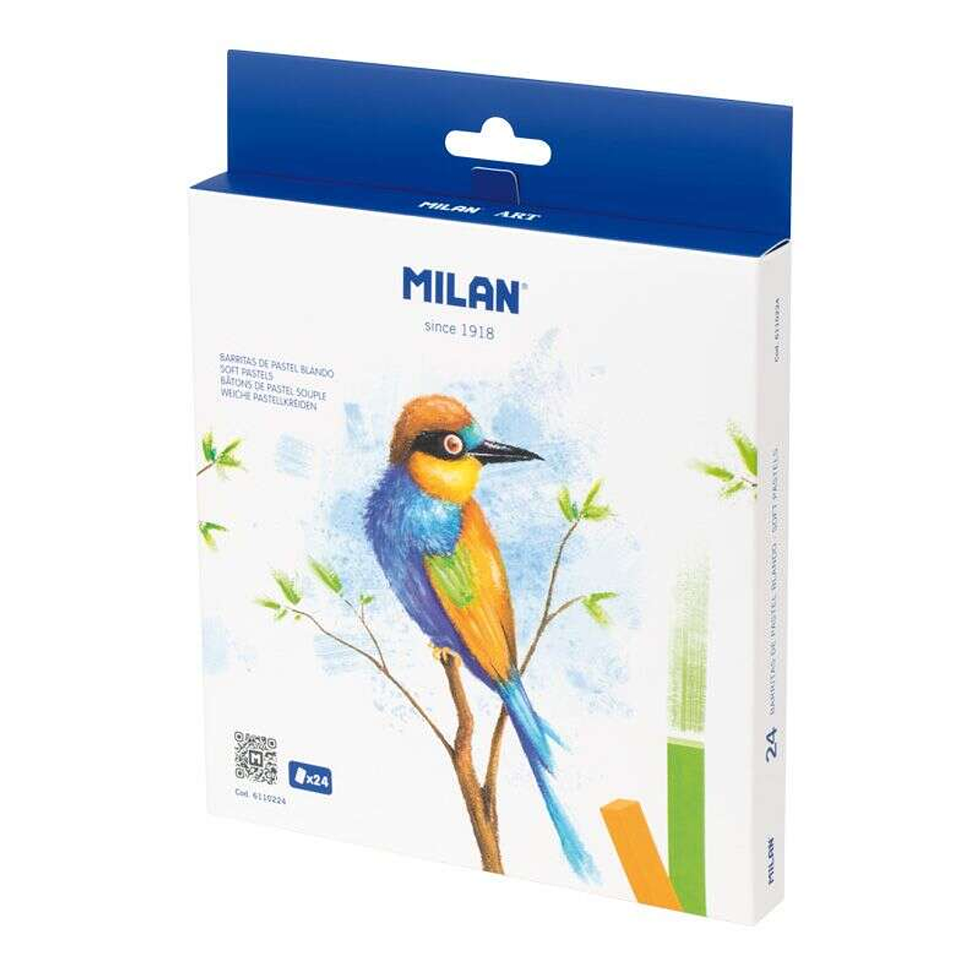 Milan Art Pack de 24 Pasteles Blandos - Colores Intensos y Brillantes - Resistentes a la Luz - Mezclables - Colores Surtidos 1