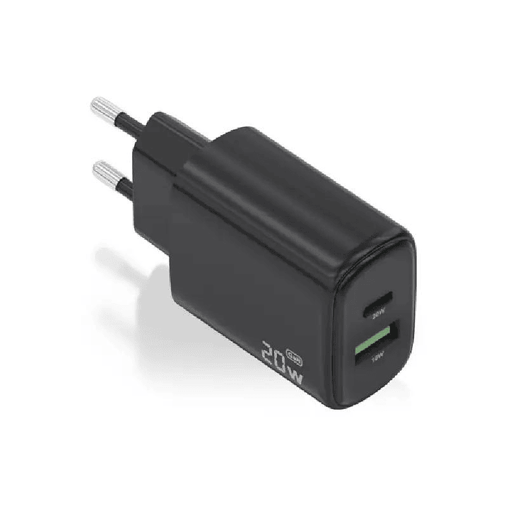 Aisens Cargador GaN 20W USB-C PD 3.0 USB-A QC3.0 1