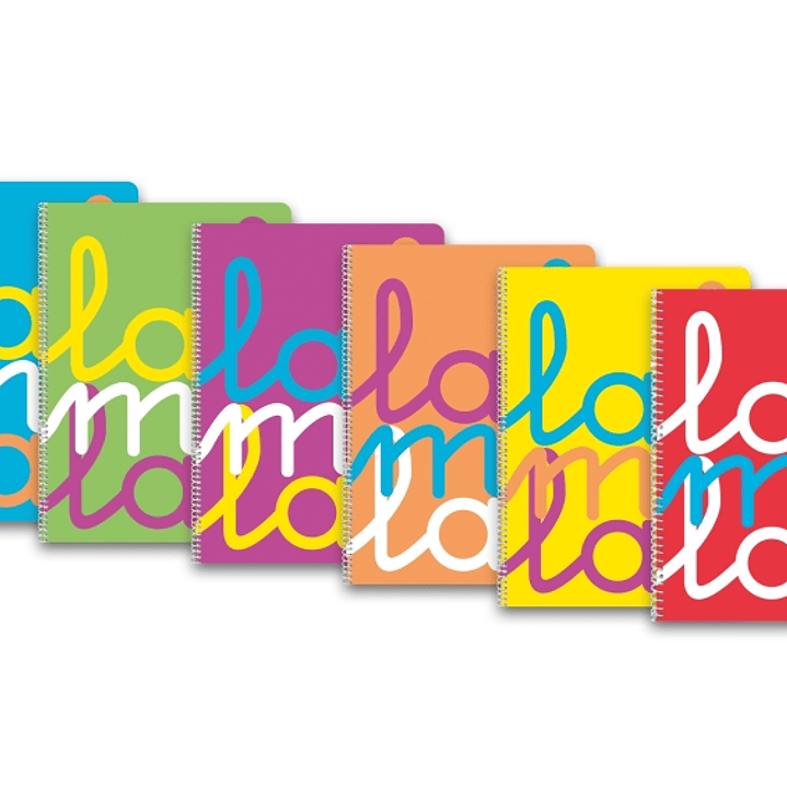 Lamela Pack de 6 Cuadernos de Espiral con 80 Hojas de 90g/m2 con Margen - Formato Folio - Pauta Cuadrovia de 4mm - Cubierta de Polipropileno Fluoresce 1