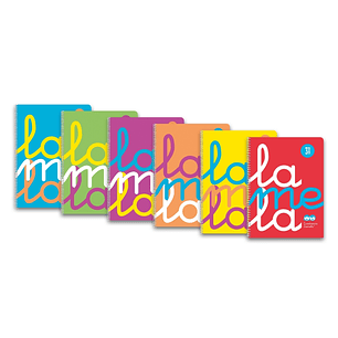 Lamela Pack de 6 Cuadernos de Espiral con 80 Hojas de 90g/m2 con Margen - Formato Folio - Pauta Cuadrovia de 3mm - Cubierta de Polipropileno Fluoresce