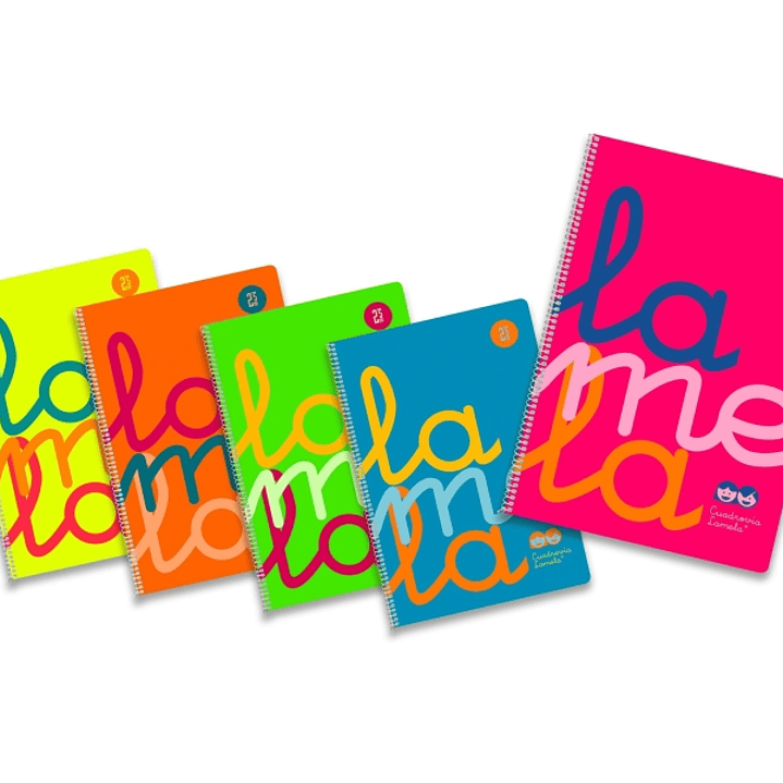 Lamela Pack de 5 Cuadernos de Espiral con 80 Hojas de 90g/m2 con Margen - Formato Folio - Pauta Cuadrovia de 2.5mm - Cubierta de Polipropileno Fluores 1