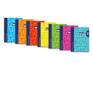 Lamela Pack de 6 Cuadernos de Espiral con 80 Hojas de 90g/m2 con Margen - Formato Cuarto - Pauta Cuadrovia de 3mm - Cubierta Extra Dura - Papel Offset