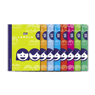 Lamela Pack de 10 Cuadernos de Espiral con 80 Hojas de 70g/m2 con Margen - Formato Folio - Pauta Cuadrovia de 5mm - Cubierta de Cartoncillo Plastifica
