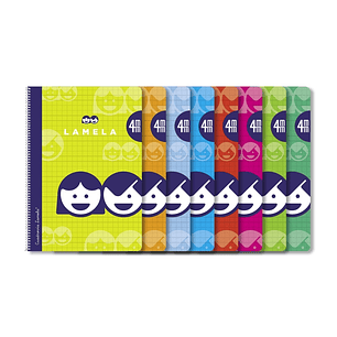 Lamela Pack de 10 Cuadernos de Espiral con 40 Hojas de 70g/m2 con Margen - Formato Cuarto - Pauta Cuadrovia de 4mm - Cubierta de Cartoncillo Plastific
