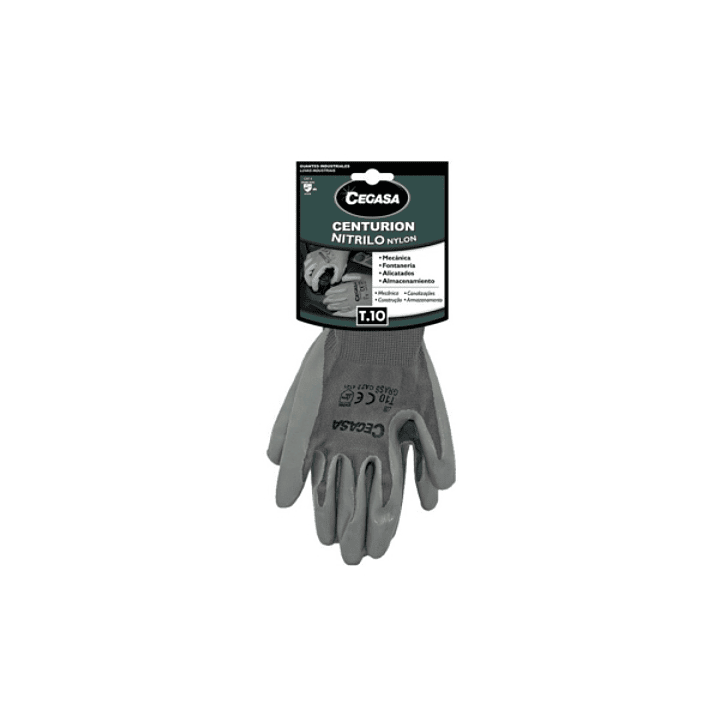 Cegasa Centurion Guantes de Trabajo Talla 10 - Fabricados en Nylon con Recubimiento de Nitrilo en Palma y Dedos - Color Gris 1