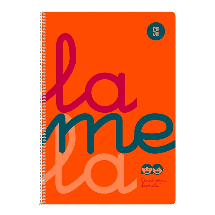 Lamela Cuaderno Espiral con 80 Hojas de 90g/m2 con Margen - Formato Cuarto - Pauta Cuadrovia de 5mm - Cubierta Extra Dura - Papel Offset Blanco Extra  1