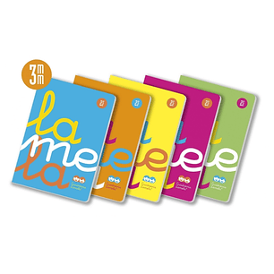 Lamela Pack de 5 Libretas Grapadas con 50 Hojas de 90g/m2 con Margen - Formato A4 - Pauta Cuadrovia de 3mm - Cubierta de Polipropileno Fluorescente - 