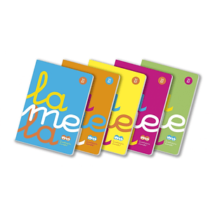 Lamela Pack de 5 Libretas Grapadas con 50 Hojas de 90g/m2 con Margen - Formato A4 - Pauta Cuadrovia de 2.5mm - Cubierta de Polipropileno Fluorescente 