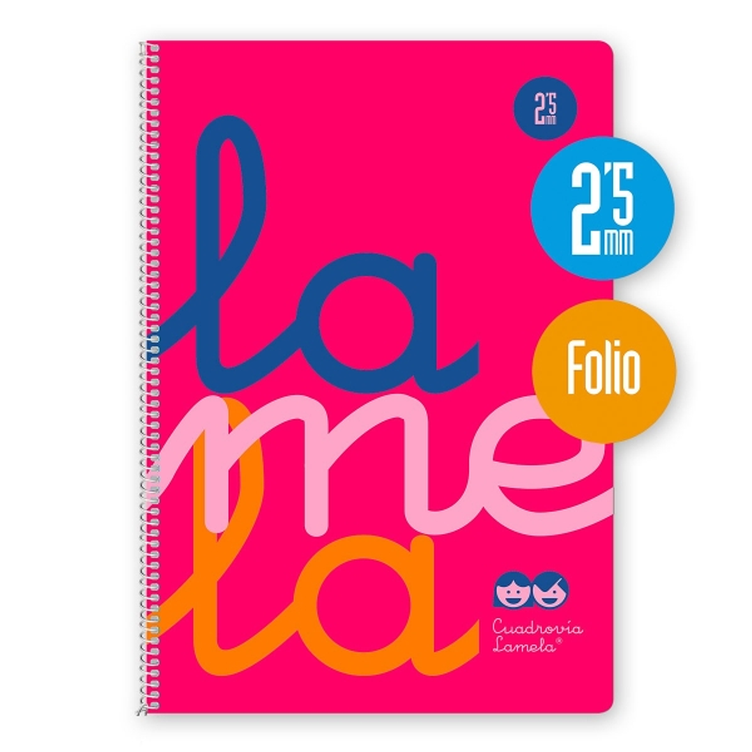 Lamela Cuaderno Espiral con 80 Hojas de 90g/m2 con Margen - Formato Folio - Pauta Cuadrovia de 2.5mm - Cubierta de Polipropileno - Papel Offset Blanco 1