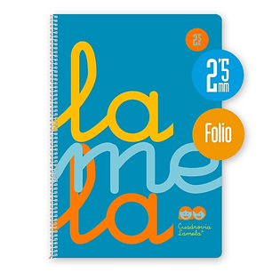 Lamela Cuaderno Espiral con 80 Hojas de 90g/m2 con Margen - Formato Folio - Pauta Cuadrovia de 2.5mm - Cubierta de Polipropileno - Papel Offset Blanco