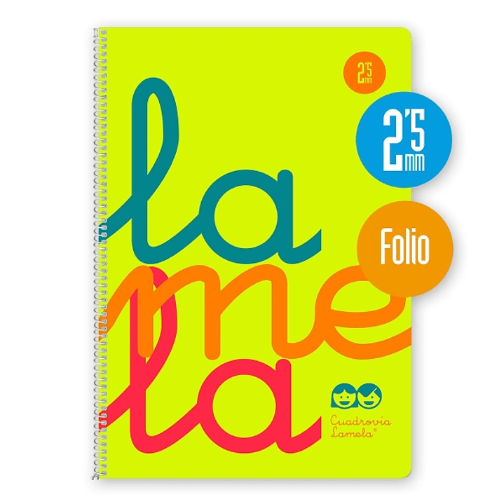 Lamela Cuaderno Espiral con 80 Hojas de 90g/m2 con Margen - Formato Folio - Pauta Cuadrovia de 2.5mm - Cubierta de Polipropileno - Papel Offset Blanco 1