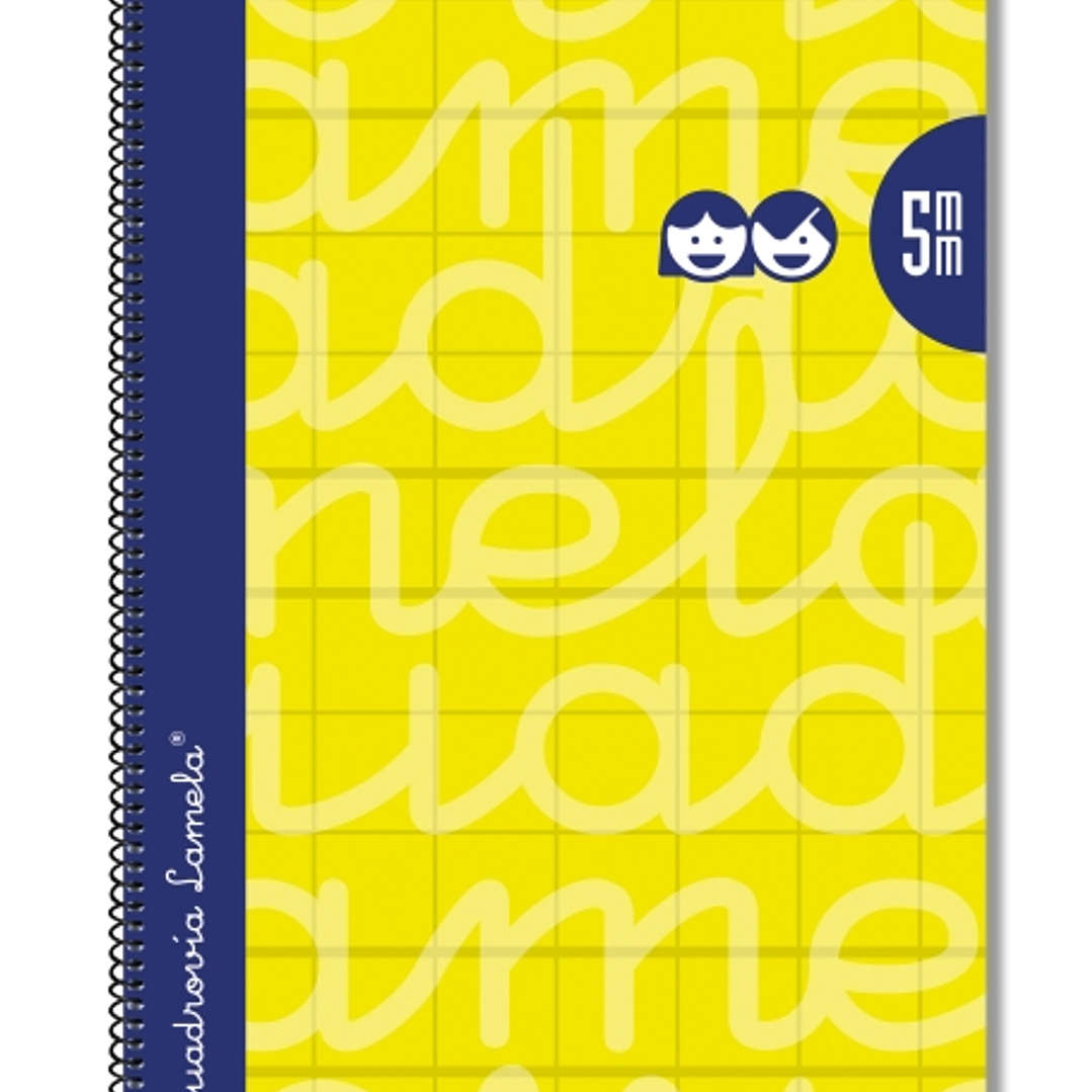 Lamela Cuaderno Espiral con 80 Hojas de 90g/m2 con Margen - Formato Folio - Pauta Cuadrovia de 5mm - Cubierta Extra Dura - Papel Offset Blanco Extra - 1