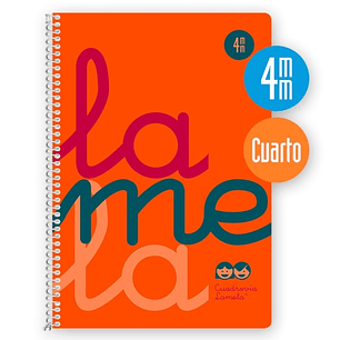 Lamela Cuaderno Espiral con 80 Hojas de 90g/m2 con Margen - Formato Cuarto - Pauta Cuadrovia de 4mm - Cubierta Extra Dura - Papel Offset Blanco Extra 