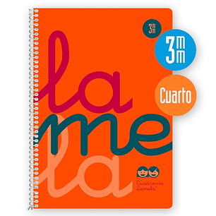 Lamela Cuaderno Espiral con 80 Hojas de 90g/m2 con Margen - Formato Cuarto - Pauta Cuadrovia de 3mm - Cubierta Extra Dura - Papel Offset Blanco Extra 