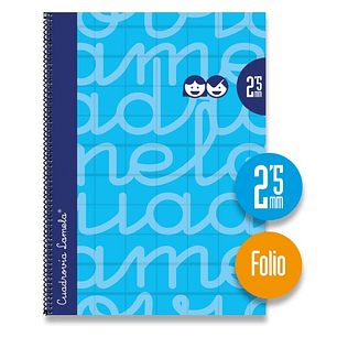 Lamela Cuaderno Espiral con 80 Hojas de 90g/m2 con Margen - Formato Folio - Pauta Cuadrovia de 2.5mm - Cubierta Extra Dura - Papel Offset Blanco Extra