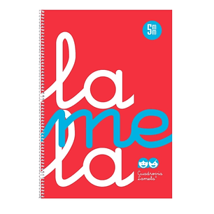 Lamela Cuaderno Espiral con 80 Hojas de 90g/m2 con Margen - Formato Folio - Pauta Cuadrovia de 5mm - Cubierta de Polipropileno - Papel Offset Blanco E