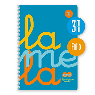 Lamela Cuaderno Espiral con 80 Hojas de 90g/m2 con Margen - Formato Folio - Pauta Cuadrovia de 3mm - Cubierta de Polipropileno - Papel Offset Blanco E