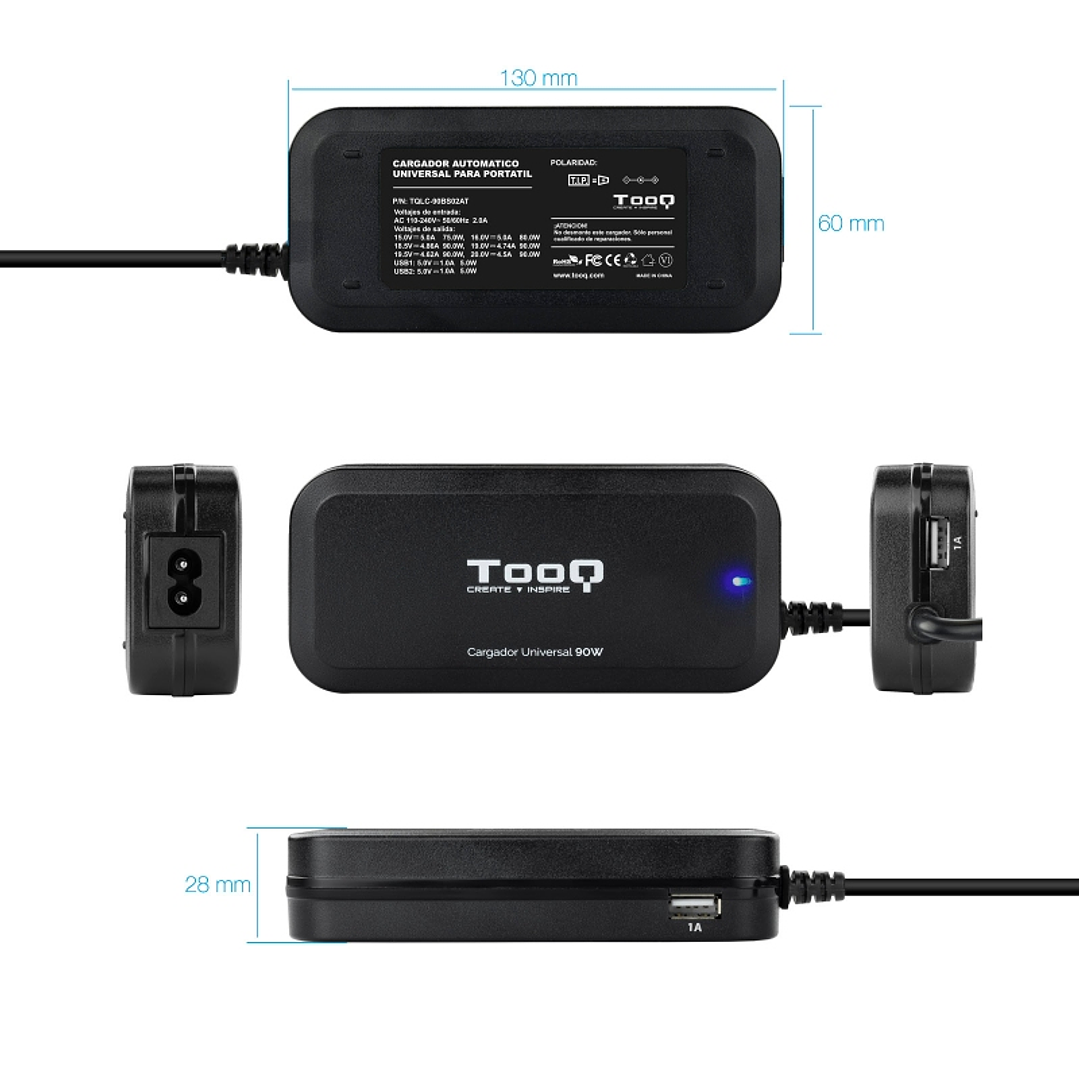 Tooq Cargador universal portátil automático 90w 4
