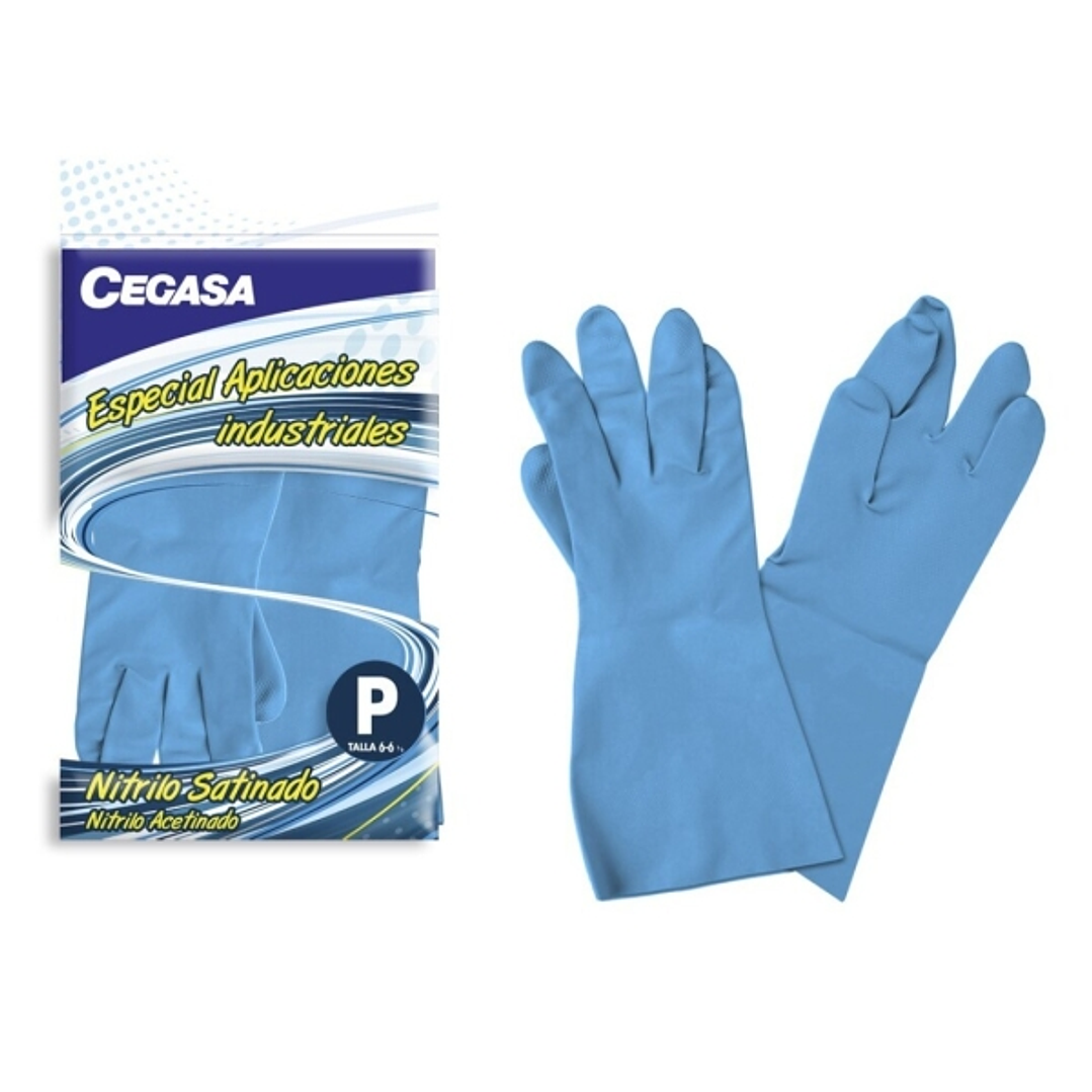 Cegasa Guantes de Nitrilo Talla P 6-6 1/2 - Especial Aplicaciones Industriales - Color Azul 1