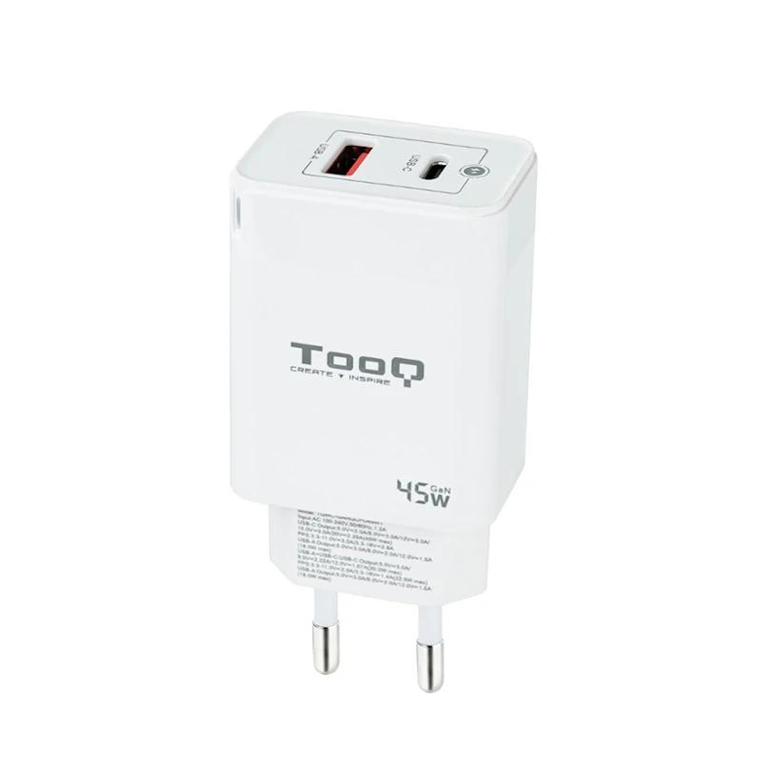 Tooq Cargador pared GAN USB-C/PD+USB-A/QC 45W 1