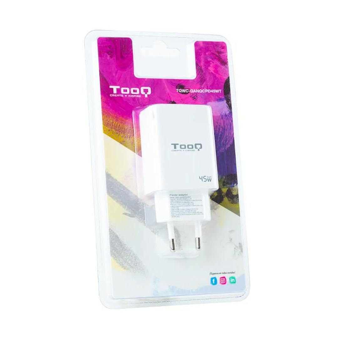 Tooq Cargador pared GAN USB-C/PD+USB-A/QC 45W 2