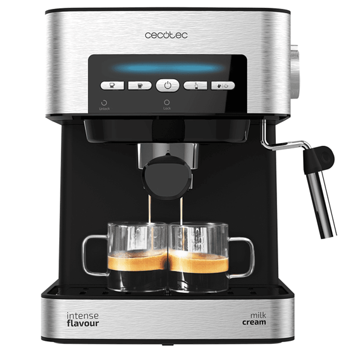 Cecotec Power Espresso 20 Matic Cafetera Expresso con Vaporizador - Capacidad 1.5L - Presion 20bar - Deposito de 1.5L - Acero Inoxidable - Vaporizador 1
