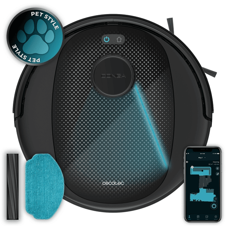 Cecotec Conga 7690 Immortal Max M Robot Aspirador 4 en 1 - Control con App - Bluetooth - Autonomia hasta 220min - Succion hasta 5kPa - Navegacion Lase 1