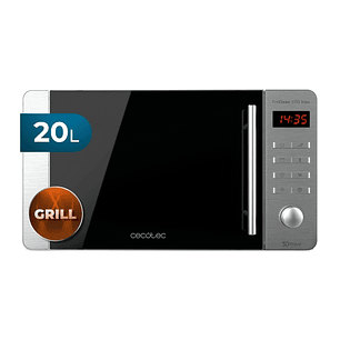 Cecotec ProClean 5110 Inox Microondas con Grill - 700W - Capacidad 20L - Pantalla LED - Acero Inoxidable - Seguro Infantil - Revestimiento Facil de Li