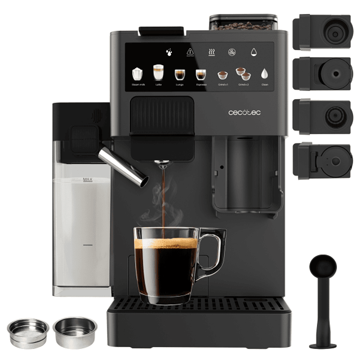 Cecotec Freestyle Grind and Latte Cafetera Expresso Compatible con Capsulas - 1400W - Presion 20bar - Deposito de 1.6L - Capacidad 40g de Cafe - Tanqu 1