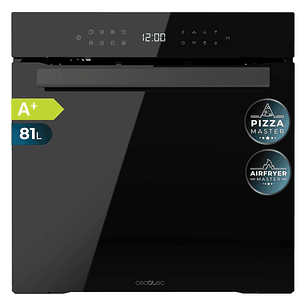 Cecotec Bolero Hexa P506000 Glass Black A+ Horno Pirolitico Integrable - Capacidad 81L - Piedra para Pizzas de 35cm - Guias Telescopicas - 11 Funcione